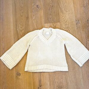 Anine Bing Crochet Cream V-Neck Sweater Size M